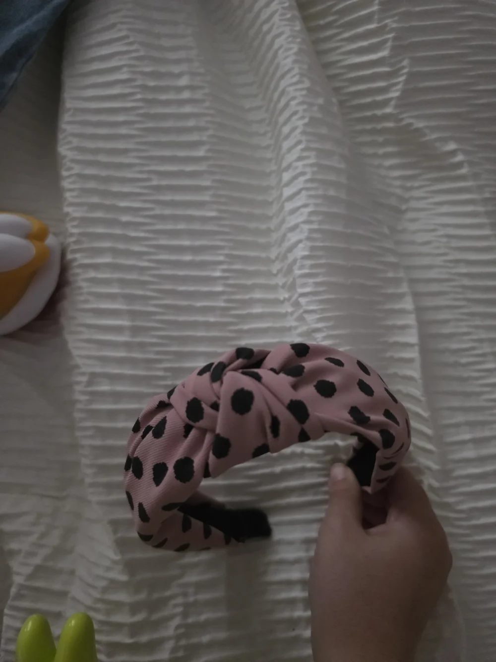 Pink Polka Dot Top Knotted Headband Like New